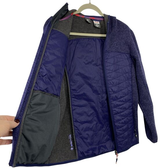 McKinley Womens Wool Puffer Jacket size Small Blue Hooded Full Zip - Picture 4 of 13